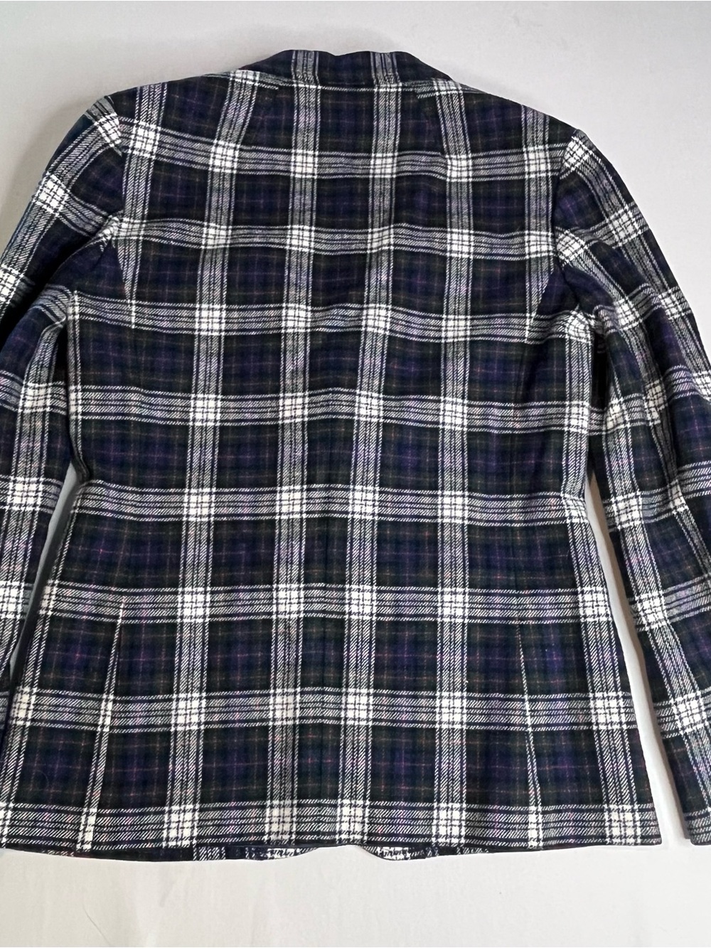 Vintage Plaid Pendleton Two-Button Blazer Jacket in Navy and White Size 6 - Picture 11 of 11